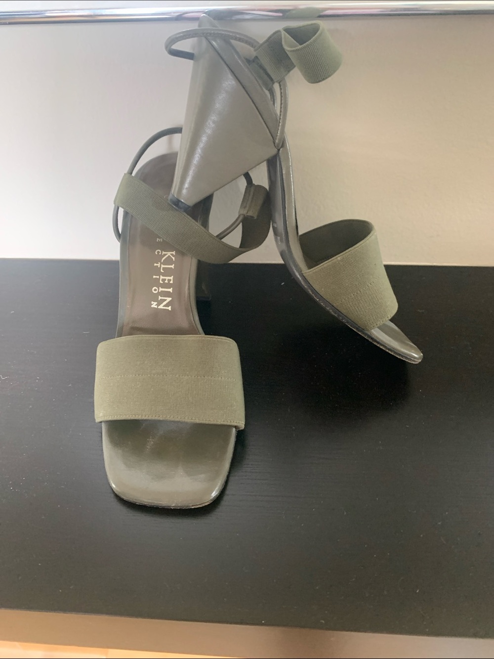 Anne Klein Olive Green Strappy Heeled Sandals